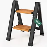KULACO Trittleiter 2 Stufen Klappbar, Aluminium Klappleiter, bis 150 kg