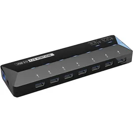 Renkforce RF-3806034 USB-Hub 7 Port USB-A USB 3.0 5 GBit/s mit Schnellladeport, mit Status-LEDs Schwarz