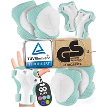 99flips Knieschoner Kinder 3 Jahre Schoner Inliner - Schlittschuhe Kinder [6er Set] - FLASH - Größe XS Mint - Protektoren - Knieschützer Protektoren Geschenk Mädchen 6 jahre