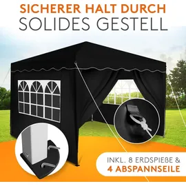 Kronenburg Handel Kronenburg Faltpavillon 3 x 3 m inkl. 4 Seitenteile Schwarz
