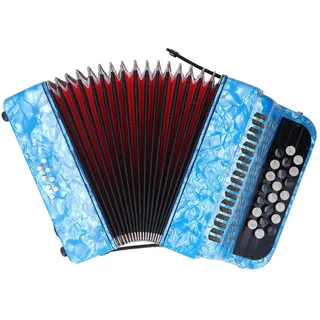 Professionelles Akkordeon 22 Tasten 8 Bässe tragbares für Profis ideal für Auftritte & Prüfungen Himmelblau