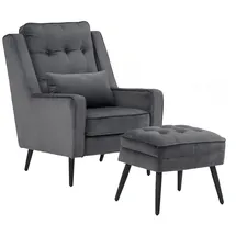 MCombo M Mcombo Ohrensessel Fernsehsessel Relaxsessel Mit Hocker, Samt, 7277de
