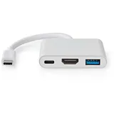 Nedis USB Multi-Port-Adapter USB 3.2 Gen 1 - USB-CTM Stecker, HDMITM Ausgang, USB-A Buchse, USB-CTM Buchse, 5 Gbps, weiß