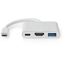 Nedis USB Multi-Port-Adapter USB 3.2 Gen 1 - USB-CTM Stecker, HDMITM Ausgang, USB-A Buchse, USB-CTM Buchse, 5 Gbps, weiß