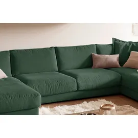 KAWOLA Wohnlandschaft U-Form Madeline Cord Longchair links smaragd
