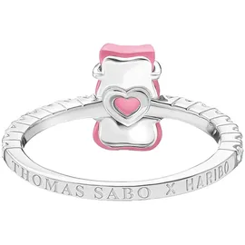 Thomas Sabo TR2459-052-9-54 Silberner Ring mit pinkfarbenem Goldbären und Zirkonia Damen