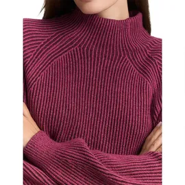 Tom Tailor 1047670 Loose Fit Strickpullover mit Stehkragen, 38881-Red Rib Structure, M