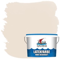 Halvar Latexfarbe hohe Deckkraft Weiß & 100 Farbtöne - abwischbare Wandfarbe für Küche, Bad & Wohnraum Geruchsarm, Abwischbar & Weichmacherfrei (10 L, Perlbeige)
