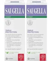 Saugella - Triple Protection Soin Lavant Intime à base de Thym et Zinc Femmes ayant besoin d'une Renforcée durant la grossesse, pendant les règles, le sport Flacon 250 ml Gel Nettoyant 2x250