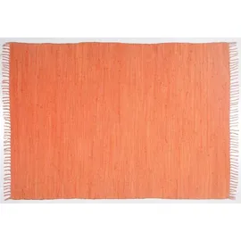 Zaba Theko Teppich aus 100% Baumwolle Flachgewebe Teppich Happy Cotton | handgewebt | Farbe: Terrakotta | 90x160 cm
