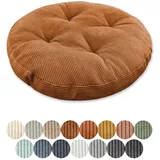 Lsjoaw Sitzkissen Rund 70cm Dicke 6cm 1 Stück Bodenkissen Rund Sitzpolster Stuhlauflage Sitzpolster Stuhlkissen Polster Auflage für Wohnzimmer Büro Konferenzraum Cordstoff (Dunkelorange)
