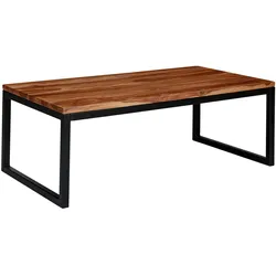 Kadima Design Industrie-Stil Couchtisch aus massivem Sheesham-Holz, Unikat mit stilvoller Maserung. 110x60x40 cm