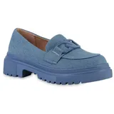 Stiefelparadies Damen Plateauschuhe in Blau Denim