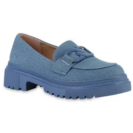 Stiefelparadies Damen Plateauschuhe in Blau Denim