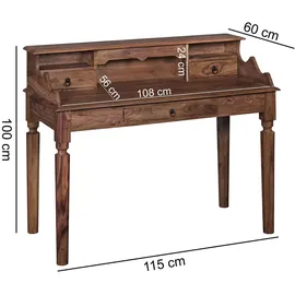 Wohnling Schreibtisch Sheesham 60 cm x 115 cm x 100 cm