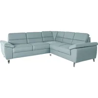 Ecksofa SIT & MORE "Sorano L-Form" Sofas Gr. B/H/T: 249cm x 88cm x 229cm, Struktur fein, langer Schenkel links, ohne Funktion, blau (aqua) wahlweise mit Bett- und Relaxfunktion, inkl. Bettkasten