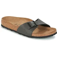 BIRKENSTOCK Damen Madrid Birko-Flor Pantoletten, Gr.-36 EU, Grau (Pull Up Anthracite) - 36 EU Schmal