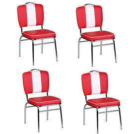 FineBuy Esszimmerstuhl Kunstleder rot