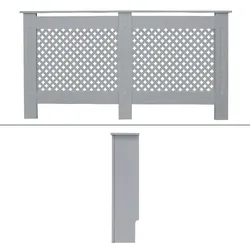 Heizungsverkleidung Grau Wabenmuster 152x19x82 Heizungsabdeckung