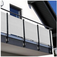 nyvi Balkon Sichtschutz Privafence - Balkonbespannung mit Metallösen - UV-fest, Wetterfest, 100% Blickdicht Farbe:Weiß RD07;Größe:100x300 cm