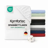 Komfortec Spannbettlaken Jersey 90 x 200 - 140 x 200 - 160 x 200 - 180 x 200 - 200 x 200 cm weiß