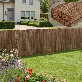 casa.pro Rindenzaun 500 x 100 cm Braun/Holz