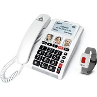 Geemarc CL9000 - 4G Schnurgebundenes Notruftelefon mit Notrufarmband, Telefon,