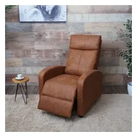 Mendler Fernsehsessel HWC-F76, Relaxsessel Sessel Liegesessel, Liegefunktion verstellbar Stoff/Textil - vintage Wildlederimitat