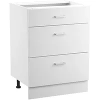 Vevor weißer Unterschrank (600 x 475 x 816 mm) mit 3 Schubladen unmontierter Schubladen-Unterschrank, Montagefertiger Schrank mit Soft-Close-Türen & verstellbarem Regal, für Haushalt Büro