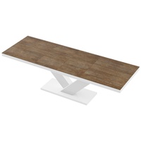 designimpex Esstisch Tisch HE-999 Rostoptik matt - Weiß Hochglanz ausziehbar 160 bis 256 cm beige