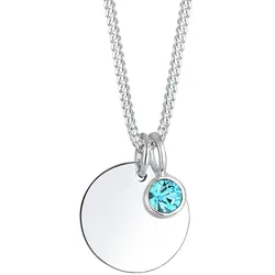 Elli Plättchen Geburtsstein Kristalle 925 Silber Ketten   Damen 