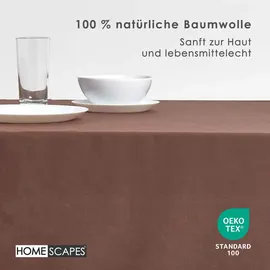 Homescapes Tischdecke 100% Baumwolle 137 x 178 cm Braun