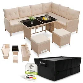 Juskys Manacor Lounge-Set creme/sand inkl. Abdeckung
