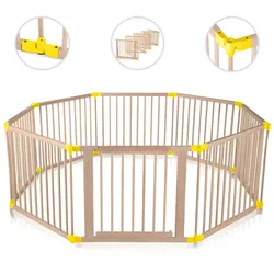 Baby Vivo Laufgitter aus Holz 8 Elemente - individuell verstellbar - PREMIUM in Gelb