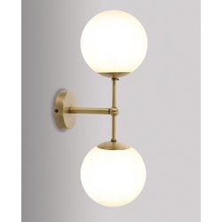 Licht-Erlebnisse Wandleuchte MUSA, ohne Leuchtmittel, Wandlampe Messing Glas Kugel in Bronze Wandlampe Bad Wohnzimmer braun|weiß