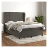 vidaXL Boxspringbett 140 x 200 cm Dunkelgrau