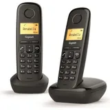 Gigaset A170 Duo Téléphone fixe sans fil DECT/GAP Noir, DECT-Telefon, Kabelloses Mobilteil, Freisprecheinrichtung, 50 Eintragungen, Anrufer-Ident... - Schwarz