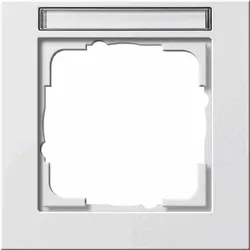 Gira E2 Rahmen, 1f, reinweiß, glänzend, horizontal, Textfeld/Beschriftungsfläche, Kunststoff, Unterputzmontage, 109129