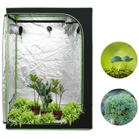 Clanmacy Gewächshaus Growzelt Growbox 120x60x180cm Indoor Pflanzenzelt Zuchtzelt, mit Sichtfenster, Regulierbare Belüftungsöffnungen, UV-Schutz, Langlebig