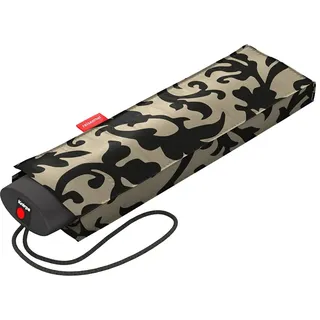 Reisenthel umbrella pocket mini Baroque Taupe – Extrem leichter und flacher Taschenschirm aus recycelten PET-Flaschen – Mit großem Schirmdach