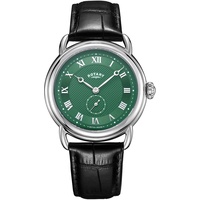 Rotary Herren-Armbanduhr mit schwarzem Lederband und grünem Zifferblatt GS02424/24, Armband