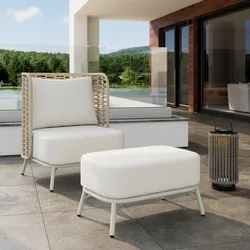 Gartensessel Iska Creme Textil/Metall inkl. Abdeckung