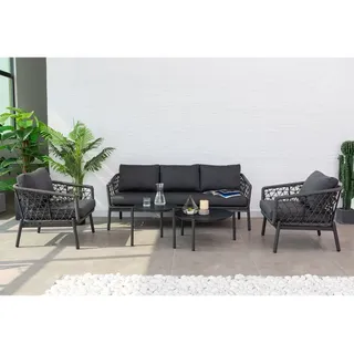Mandalika Designer Lounge Set Haven / Eine Kombination aus Alu & Polyrope Cord - Grau