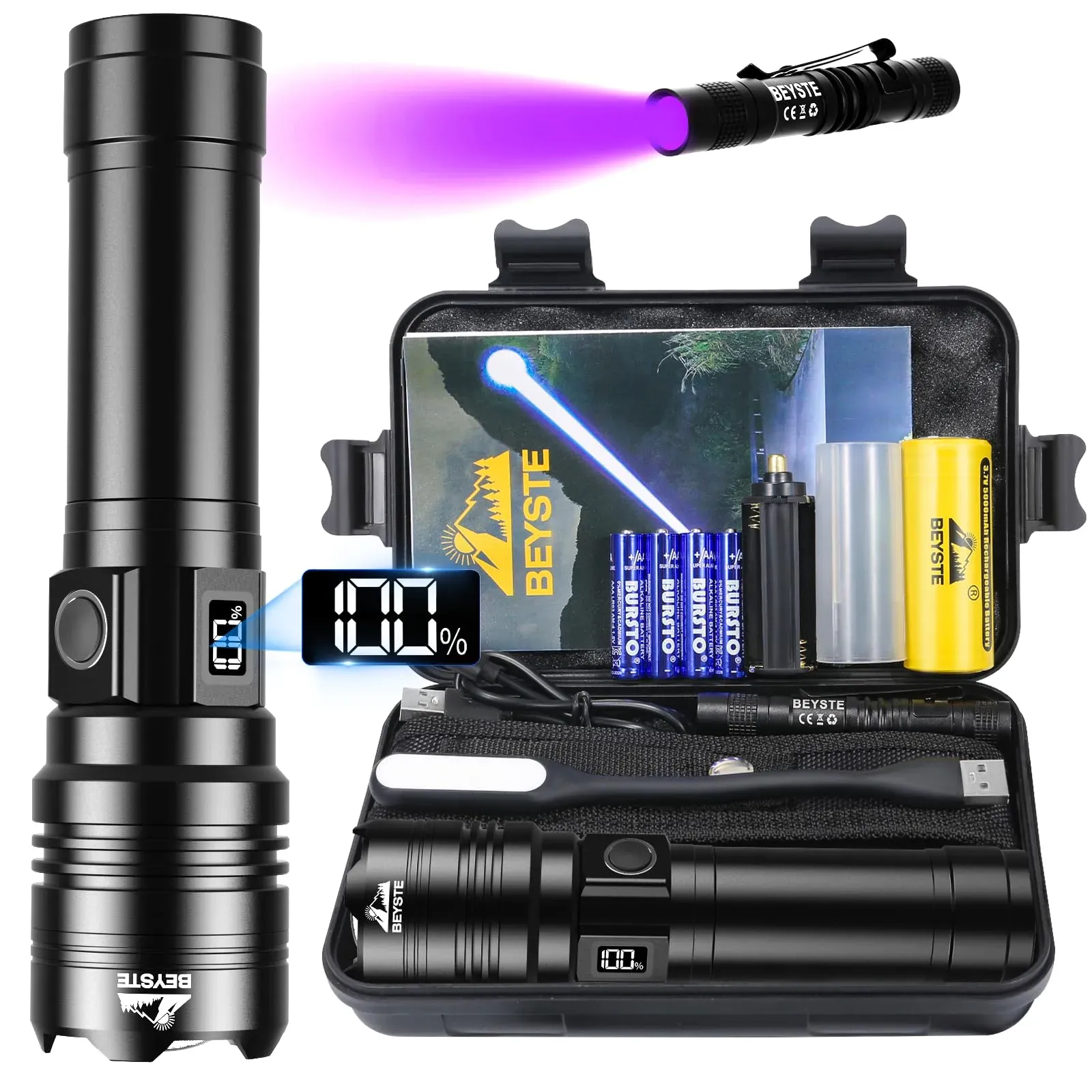beyste taschenlampe led aufladbar 1000000 lumen