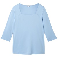 TOM TAILOR Damen Plus - 3/4 Arm Shirt mit Karree-Ausschnitt, blau, Uni, Gr. 46