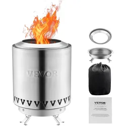 VEVOR Feuerstelle Feuerschale Feuerkorb Rauchfrei Tischkamin Φ150x205mm Silber