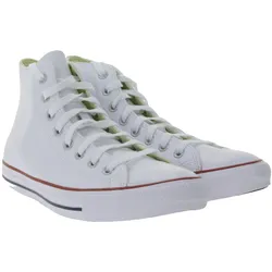 Converse Chuck Taylor All Star Mono Leather High Top Chucks Echtleder Retro Sneaker für Damen und Herren 132169C Weiß - 43