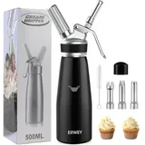 500-ml-sahnespender, Sahnespender Aus Aluminium, Küchenspender Mit 3 Düsen Und 1 Reinigungsbürste, Sahnespender Für Gebäck- Und Dessertdekoration (schwarz)