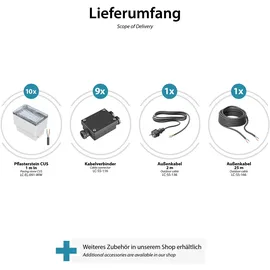 ledscom.de 10er-Set LED Pflasterstein CUS Bodenleuchte für außen, warm-weiß, 230V, 8x5cm