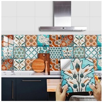 AUKUU Wandsticker Retro Retro Fliesenaufkleber für Küche und Badezimmer, ölbeständige feuchtigkeitsbeständige und hochtemperaturbeständige